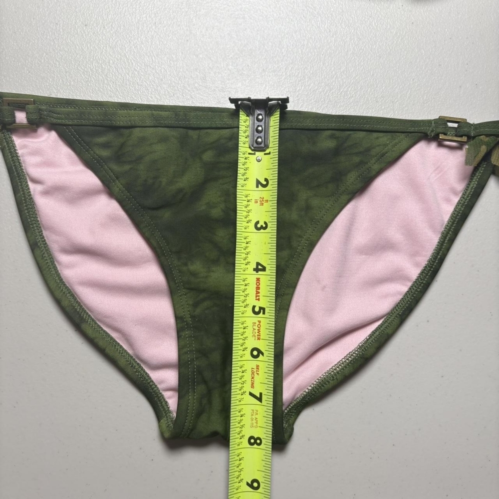 Xhilaration Women's Green and Pink Camo Ruffle Trim Tie Dye Triangle Bikini Set - Picture 5 of 8